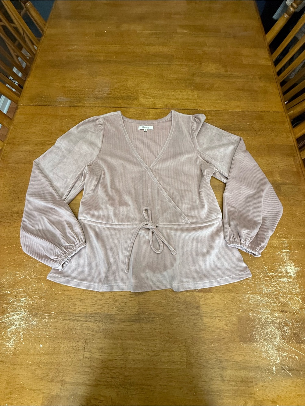 Madewell Dusty Rose Wrap Blouse with Tie Waist